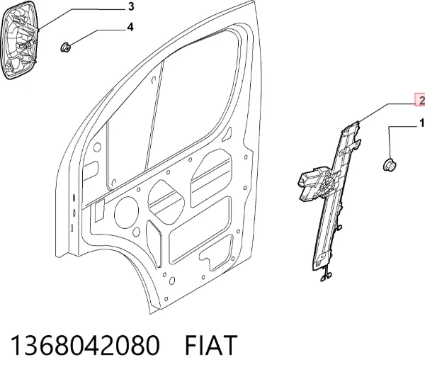 Механізм склопідіймача двері передньої, правої 1368042080 Fiat/Alfa/Lancia