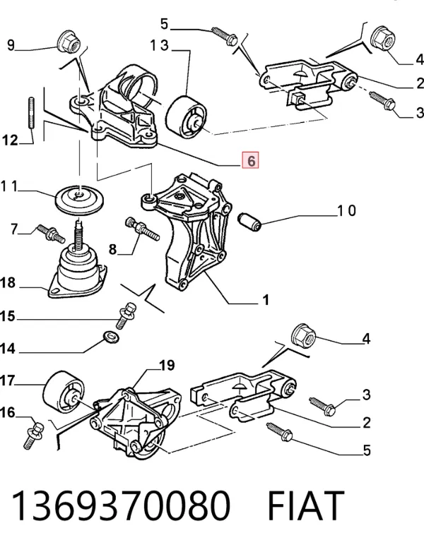 Подушка (опора) двигуна, права задня 1369370080 Fiat/Alfa/Lancia