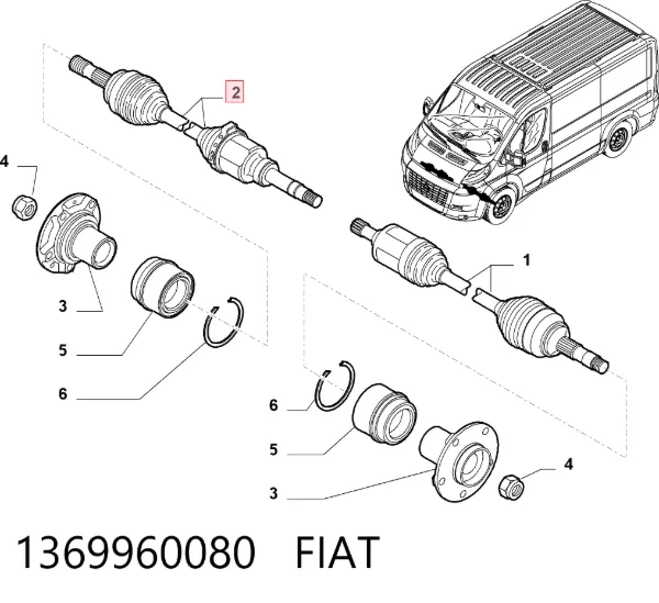 Піввісь права 1369960080 Fiat/Alfa/Lancia
