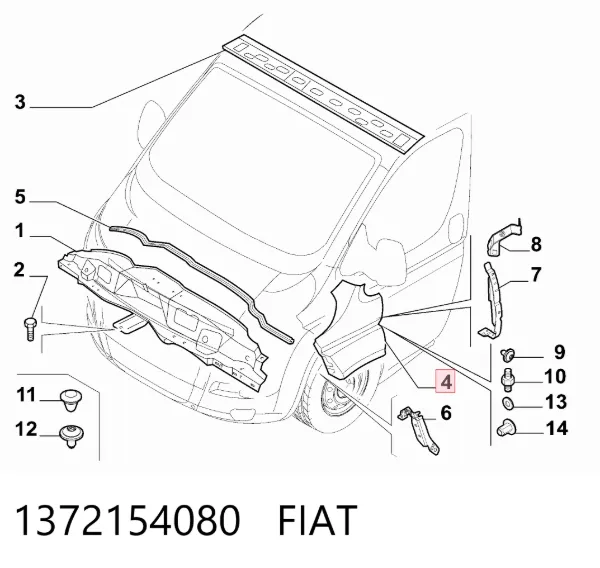 Крило переднє ліве 1372154080 Fiat/Alfa/Lancia