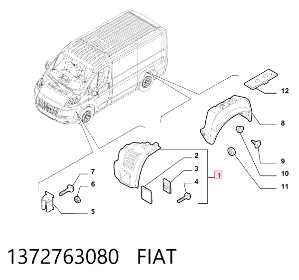 Підкрилок передній правий 1372763080 Fiat/Alfa/Lancia