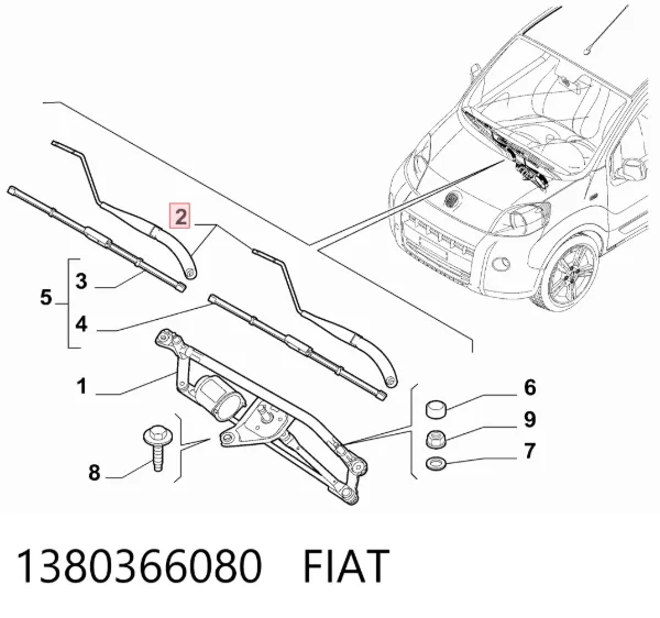 Важіль склоочисника 1380366080 Fiat/Alfa/Lancia