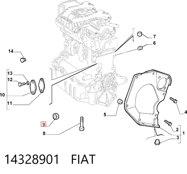 Заглушка блоку циліндрів 14328901 Fiat/Alfa/Lancia