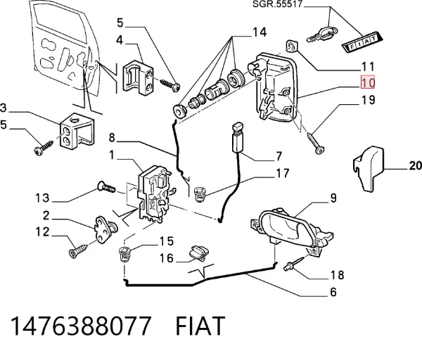 Ручка передньої двері зовнішня ліва 1476388077 Fiat/Alfa/Lancia