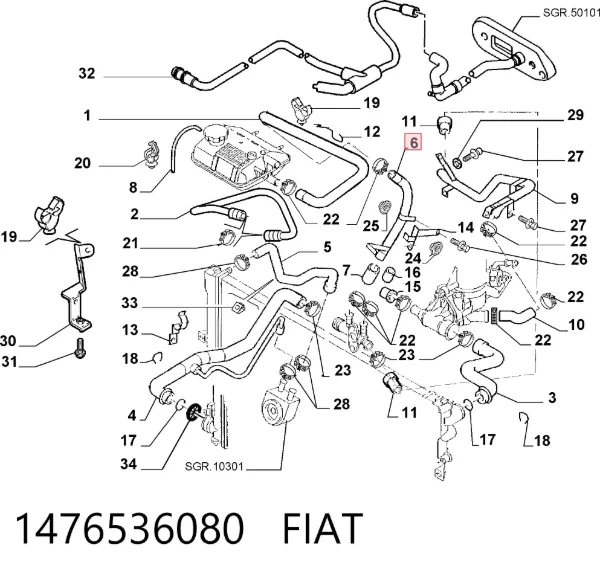 Патрубок термостата 1476536080 Fiat/Alfa/Lancia