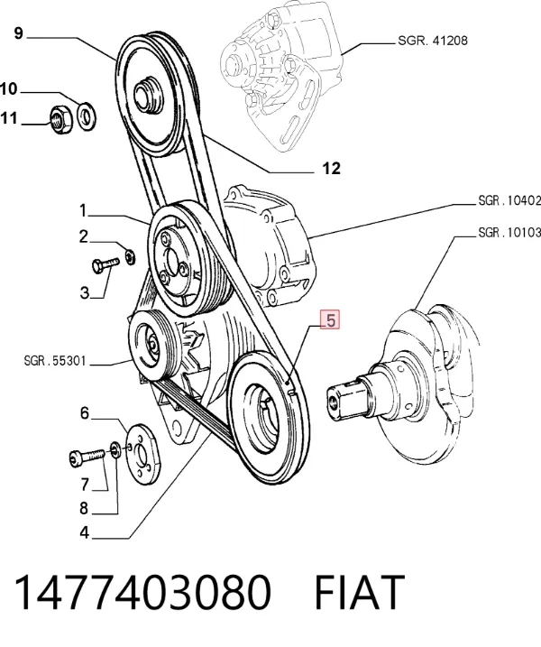 Шків колінвала 1477403080 Fiat/Alfa/Lancia