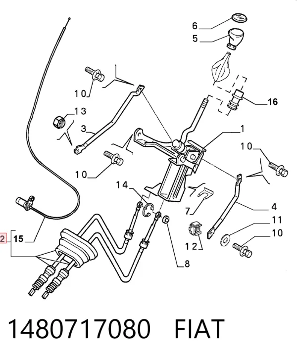 Трос перемикання передач 1480717080 Fiat/Alfa/Lancia