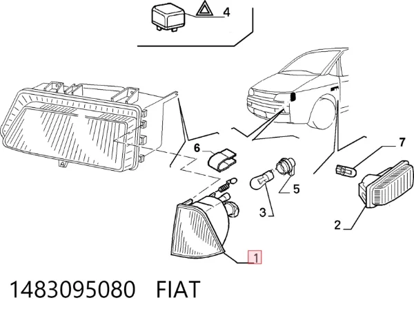 Вказівник повороту правий 1483095080 Fiat/Alfa/Lancia