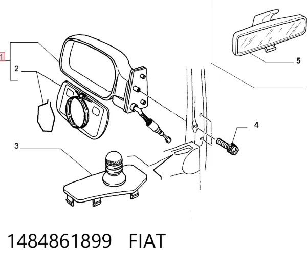 Ліве бокове дзеркало 1484861899 Fiat/Alfa/Lancia
