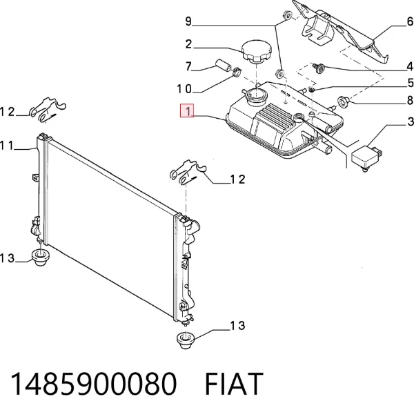 Бачок системи охолодження 1485900080 Fiat/Alfa/Lancia