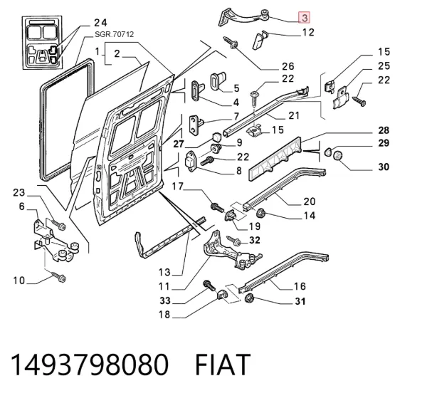 Ролик двері бічної/зсувної, правий верхній 1493798080 Fiat/Alfa/Lancia