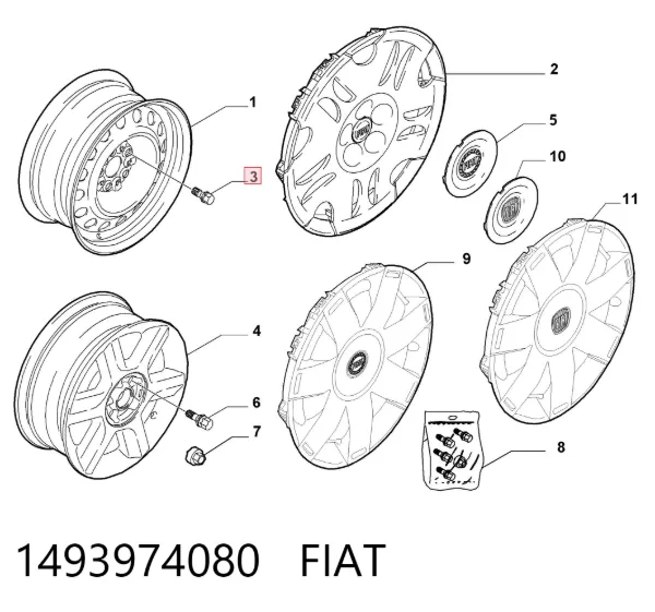 Колісний болт 1493974080 Fiat/Alfa/Lancia