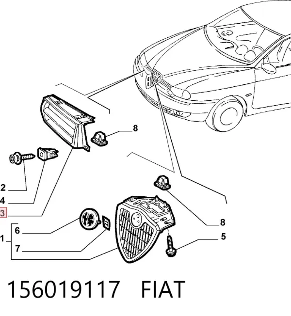 Решітка радіатора ліва 156019117 Fiat/Alfa/Lancia
