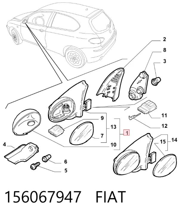 Дзеркало праве 156067947 Fiat/Alfa/Lancia