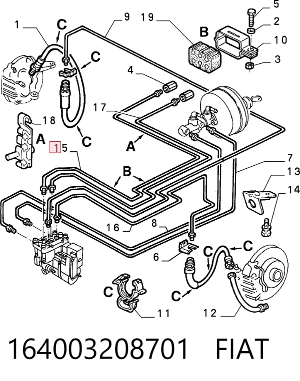 Гальмівні шланги передні 164003208701 Fiat/Alfa/Lancia