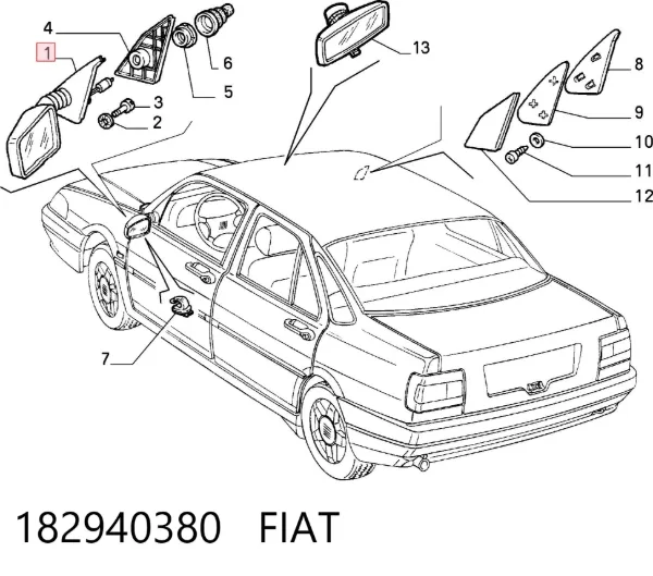 Ліве бокове дзеркало 182940380 Fiat/Alfa/Lancia