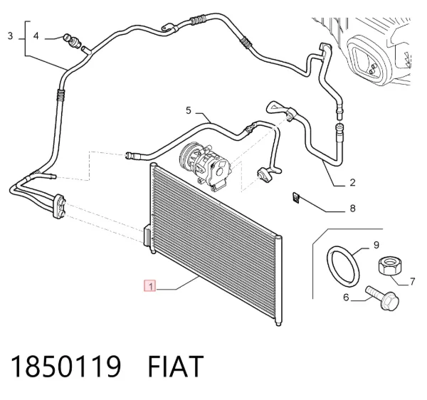 Радіатор кондиціонера 1850119 Fiat/Alfa/Lancia