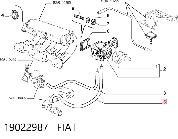 Патрубок вентиляції картера 19022987 Fiat/Alfa/Lancia