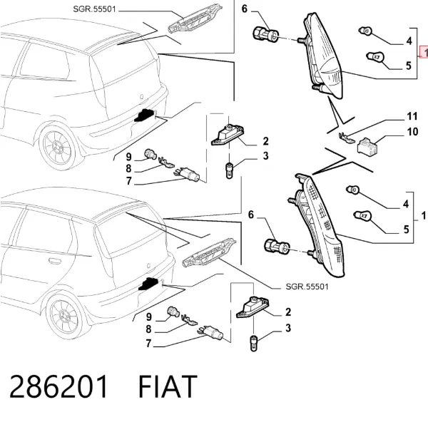 Лівий стоп 286201 Fiat/Alfa/Lancia