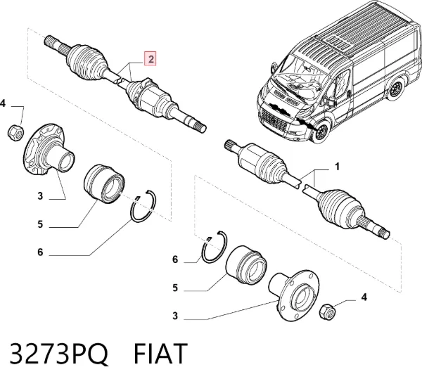 Піввісь права 3273PQ Fiat/Alfa/Lancia