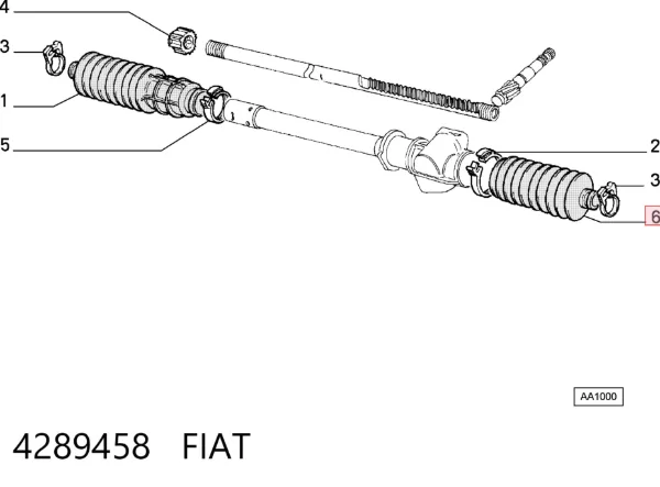 Пильник рульового механізму/рейки, лівий 4289458 Fiat/Alfa/Lancia