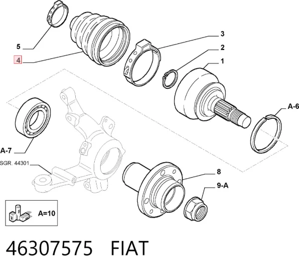 Пильник ШРУСа зовнішній 46307575 Fiat/Alfa/Lancia