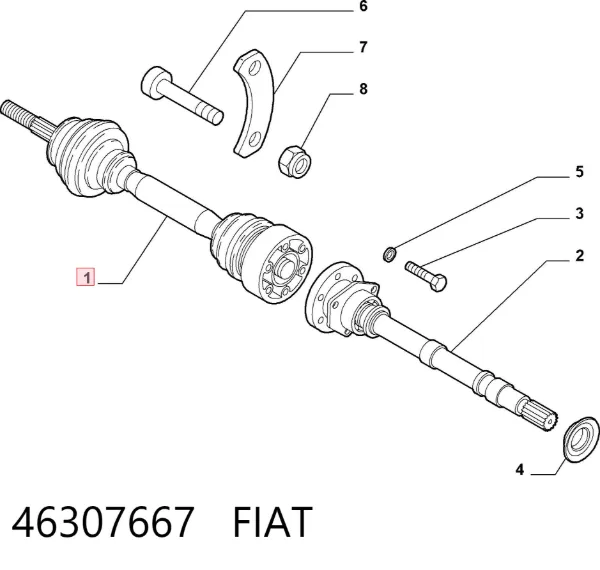Піввісь права 46307667 Fiat/Alfa/Lancia