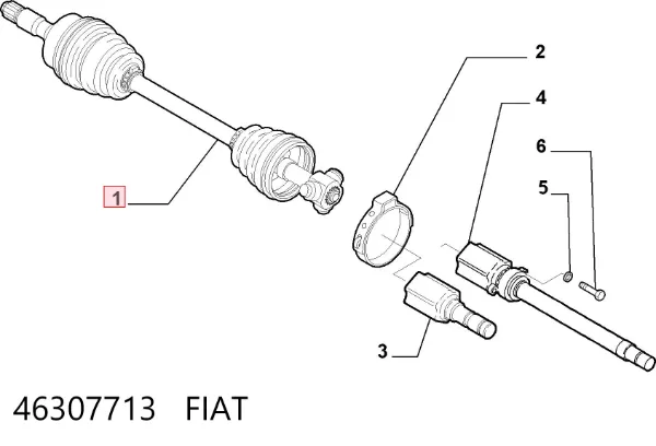 Піввісь права 46307713 Fiat/Alfa/Lancia