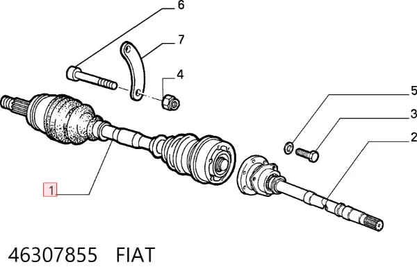 Піввісь права 46307855 Fiat/Alfa/Lancia
