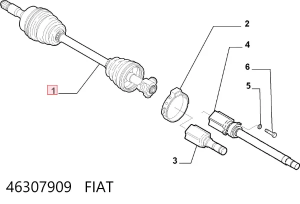 Піввісь права 46307909 Fiat/Alfa/Lancia