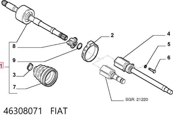 Ліва піввісь 46308071 Fiat/Alfa/Lancia