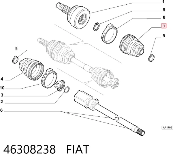 Пильник ШРУСа зовнішній 46308238 Fiat/Alfa/Lancia
