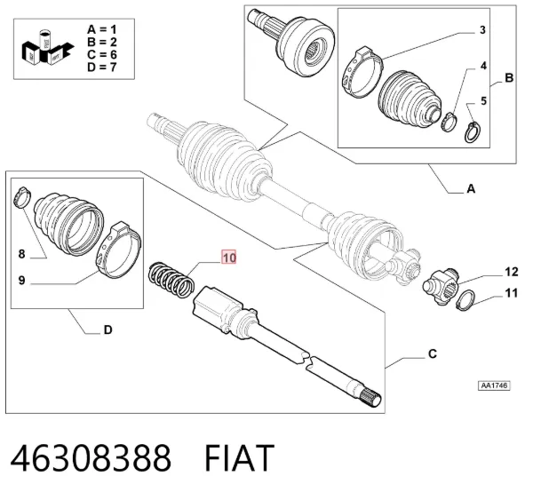 Пружина ШРКШ внутрішнього (тришиба) 46308388 Fiat/Alfa/Lancia