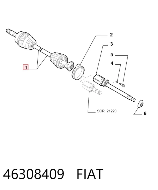 Ліва піввісь 46308409 Fiat/Alfa/Lancia