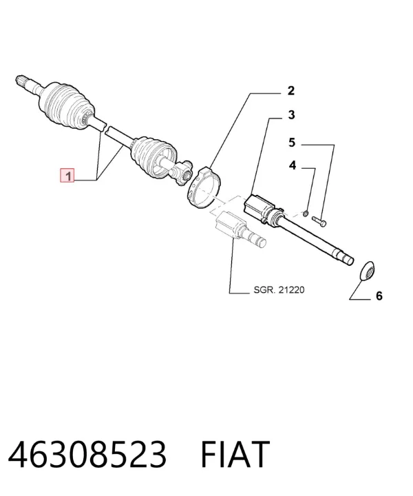 Ліва піввісь 46308523 Fiat/Alfa/Lancia