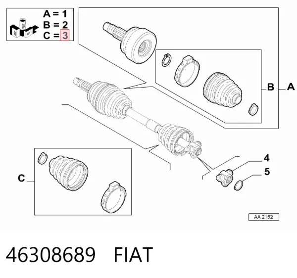 Пильник ШРКШа внутрішній лівий 46308689 Fiat/Alfa/Lancia