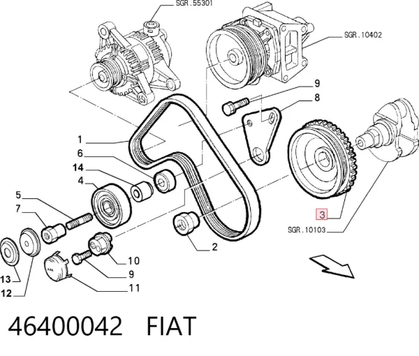 Шків колінвала 46400042 Fiat/Alfa/Lancia