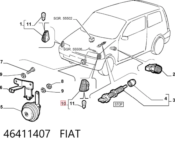 Вказівник повороту лівий 46411407 Fiat/Alfa/Lancia