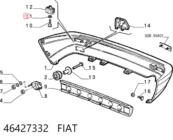 Задній бампер 46427332 Fiat/Alfa/Lancia