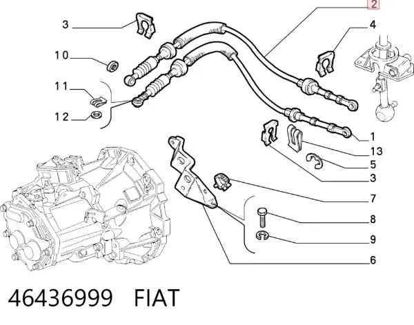 Трос перемикання передач 46436999 Fiat/Alfa/Lancia