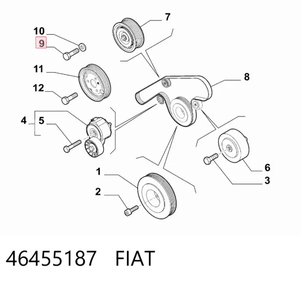 Болт ГБЦ 46455187 Fiat/Alfa/Lancia