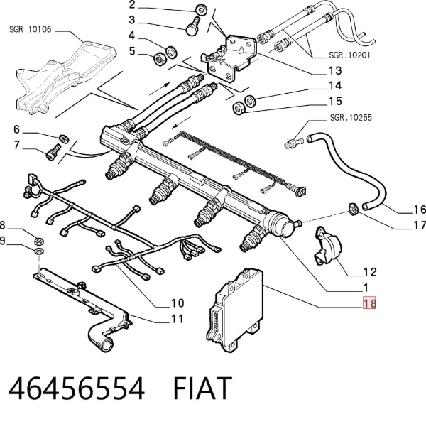 Модуль керування (ЕБК) упорскування палива 46456554 Fiat/Alfa/Lancia
