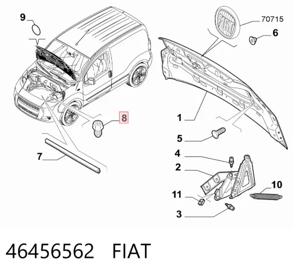 Буфер/відбійник капота 46456562 Fiat/Alfa/Lancia