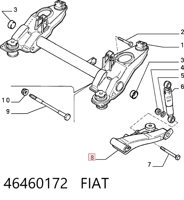 Сайлентблок заднього поздовжнього важеля, передній 46460172 Fiat/Alfa/Lancia