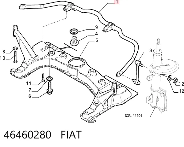 Передній стабілізатор 46460280 Fiat/Alfa/Lancia