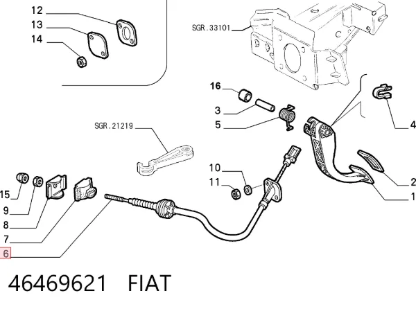 Трос зчеплення 46469621 Fiat/Alfa/Lancia