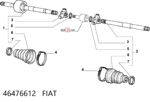 Ліва піввісь 46476612 Fiat/Alfa/Lancia