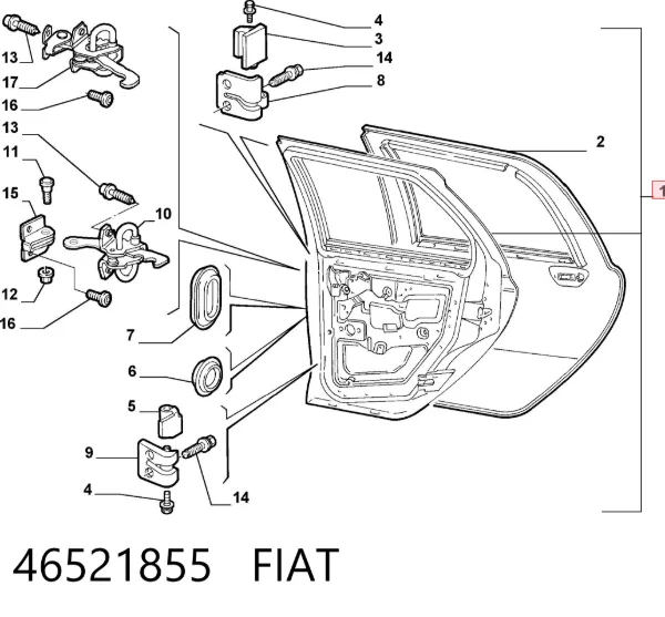 Двері задні, праві 46521855 Fiat/Alfa/Lancia