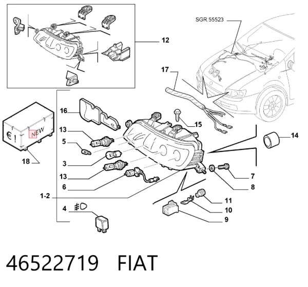 Фара права 46522719 Fiat/Alfa/Lancia