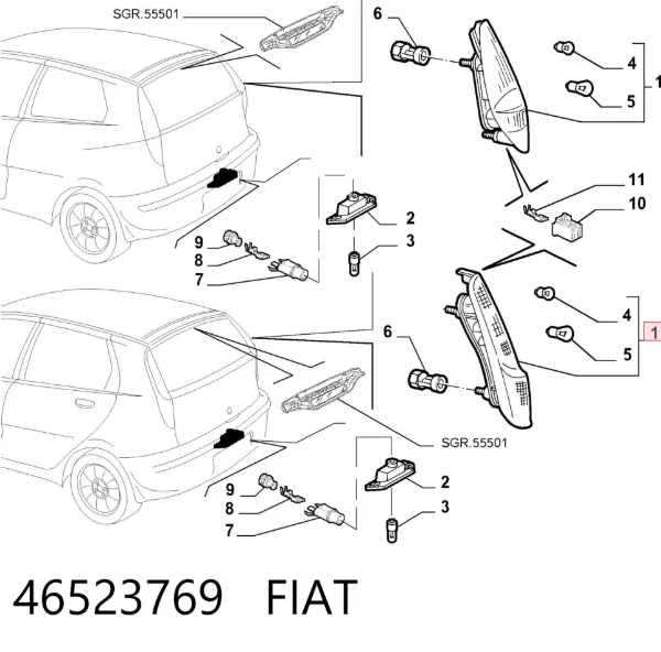Задня права фара 46523769 Fiat/Alfa/Lancia